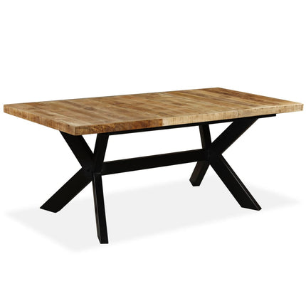 Table À Manger Bois De Manguier Massif Et Croix En Acier 180 Cm
