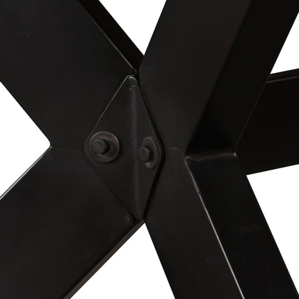 Table À Manger Bois De Manguier Massif Et Croix En Acier 180 Cm