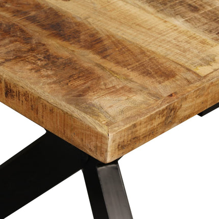 Table À Manger Bois De Manguier Massif Et Croix En Acier 180 Cm