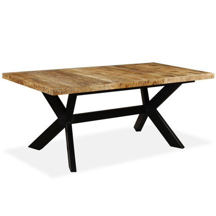 Table À Manger Bois De Manguier Massif Et Croix En Acier 180 Cm