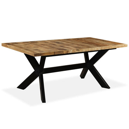 Table À Manger Bois De Manguier Massif Et Croix En Acier 180 Cm