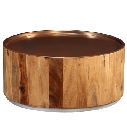 Table Basse Bois Massif Et Acier 68 Cm