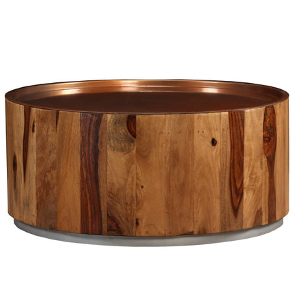 Table Basse Bois Massif Et Acier 68 Cm