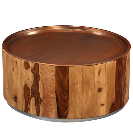 Table Basse Bois Massif Et Acier 68 Cm