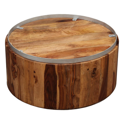 Table Basse Bois Massif Et Acier 68 Cm