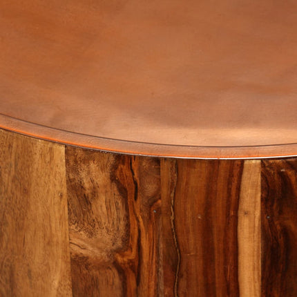 Table Basse Bois Massif Et Acier 68 Cm