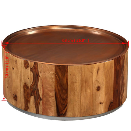 Table Basse Bois Massif Et Acier 68 Cm