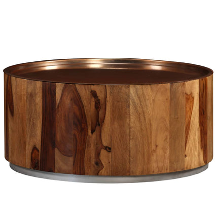 Table Basse Bois Massif Et Acier 68 Cm
