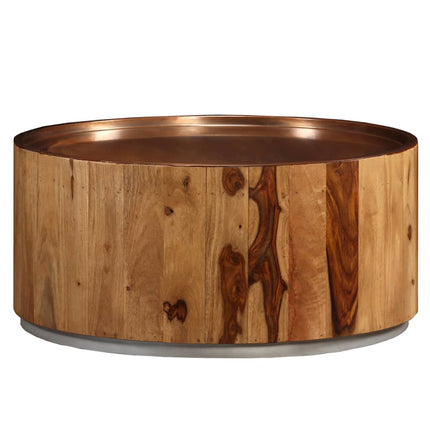 Table Basse Bois Massif Et Acier 68 Cm
