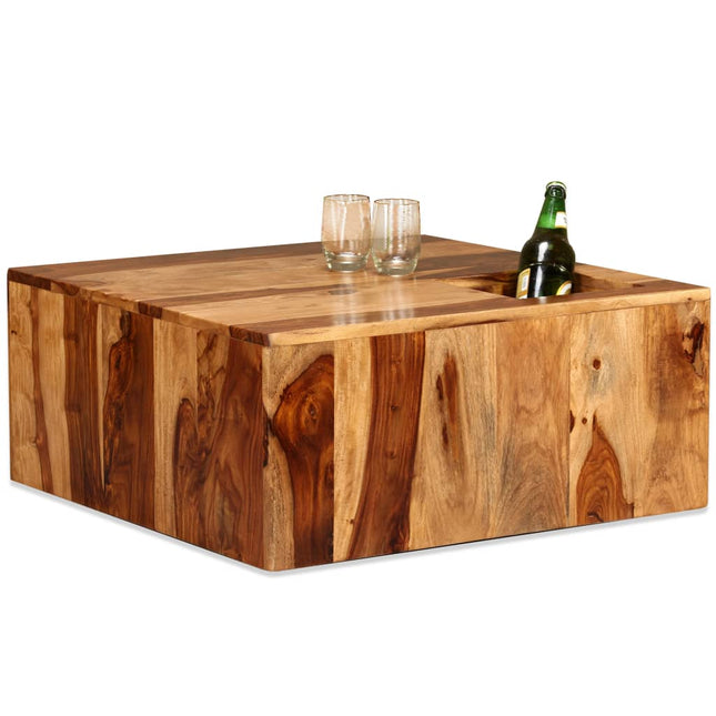 Table Basse Bois Massif 70X70X30 Cm