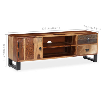Meuble Tv Bois Massif De Sesham 120 X 30 X 40 Cm