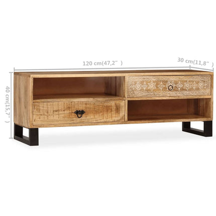 Meuble Tv Bois Massif De Manguier 120 X 30 X 40 Cm
