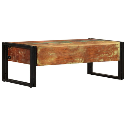 Table Basse Avec 3 Tiroirs Bois De Récupération 100X50X35 Cm