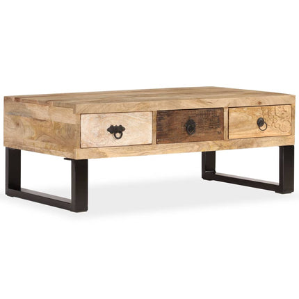 Table Basse Bois Massif 90X50X35 Cm