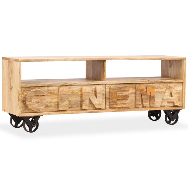Meuble Tv Bois De Manguier Massif 120 X 30 X 48 Cm