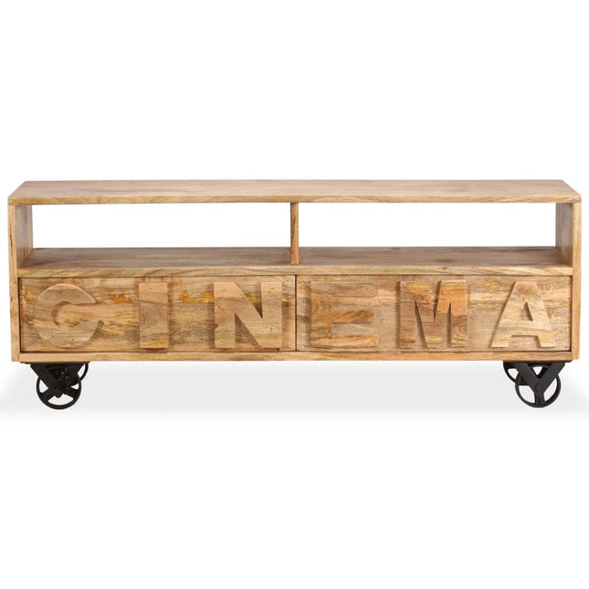 Meuble Tv Bois De Manguier Massif 120 X 30 X 48 Cm