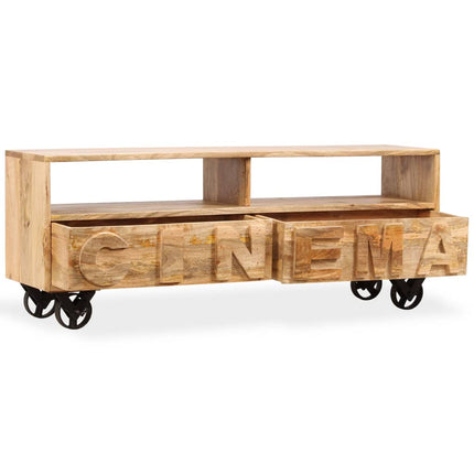 Meuble Tv Bois De Manguier Massif 120 X 30 X 48 Cm