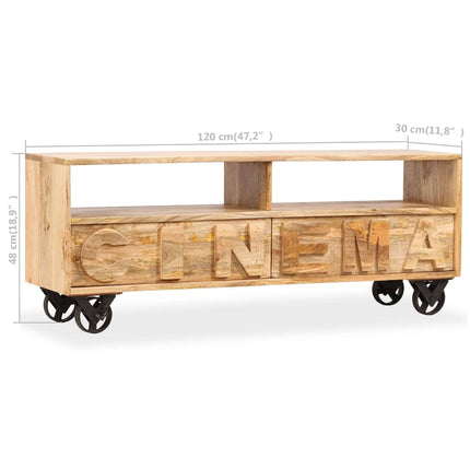 Meuble Tv Bois De Manguier Massif 120 X 30 X 48 Cm