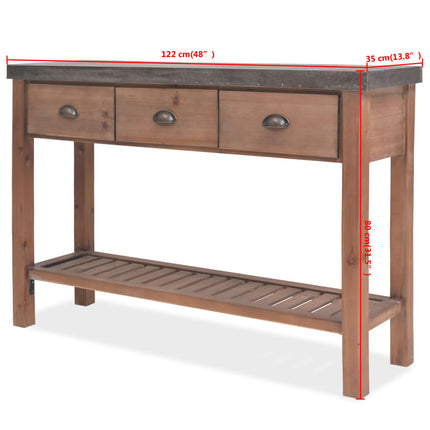 Table Console Bois Massif De Sapin 122 X 35 X 80 Cm
