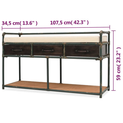Banc De Rangement Avec Coussin 107,5 X 34,5 X 59 Cm
