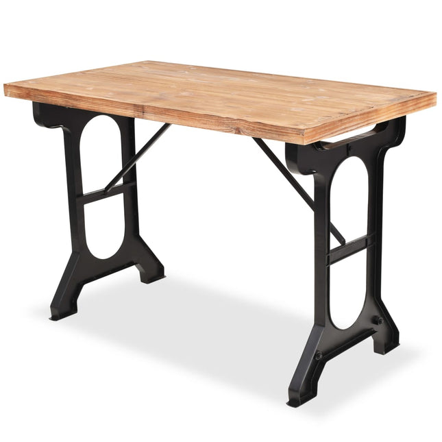 Table À Manger Dessus En Bois De Sapin Massif 122X65X82 Cm