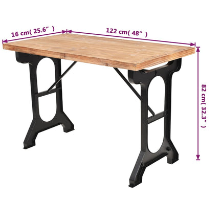 Table À Manger Dessus En Bois De Sapin Massif 122X65X82 Cm