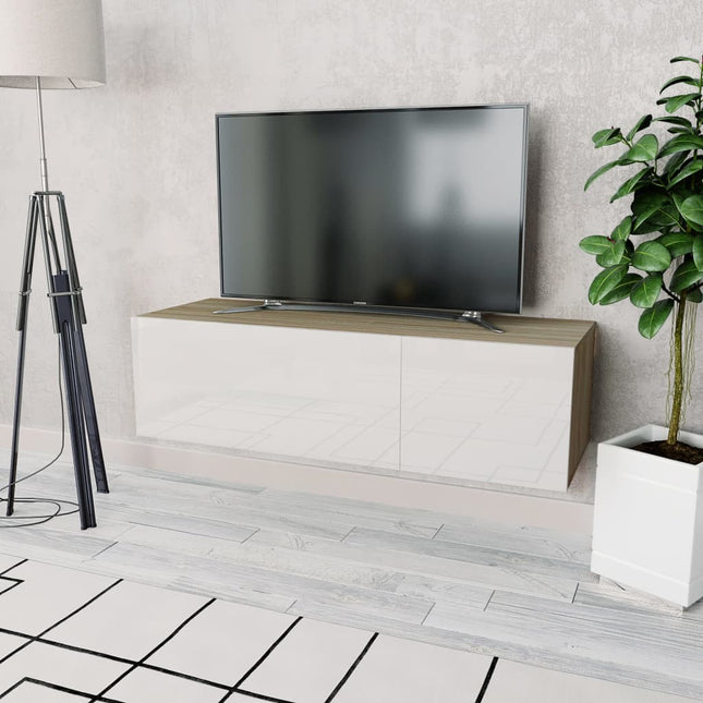 Meuble Tv Bois D’ingénierie 120X40X34 Cm Brillant