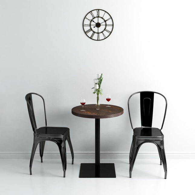 Table De Bistro Mdf Et Acier Rond 60 X 75 Cm Frêne Foncé