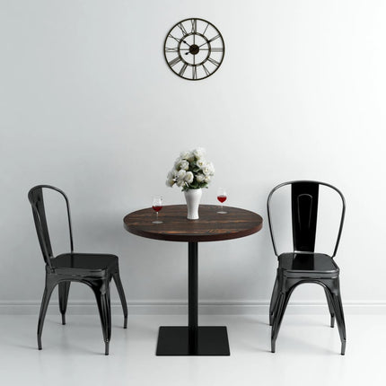 Table De Bistro Mdf Et Acier Rond 60 X 75 Cm Frêne Foncé