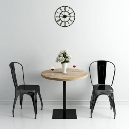 Table De Bistro Mdf Et Acier Rond 60 X 75 Cm Frêne Foncé