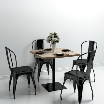 Table De Bistro Mdf Et Acier Rond 60 X 75 Cm Frêne Foncé
