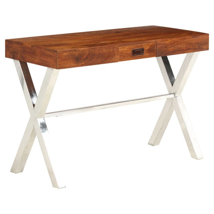 Bureau Bois D'acacia Solide Avec Finition Miel 110X50X76 Cm