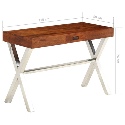 Bureau Bois D'acacia Solide Avec Finition Miel 110X50X76 Cm