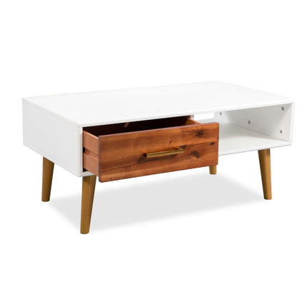 Table Basse Bois D'acacia Massif 90X50X40 Cm