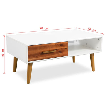 Table Basse Bois D'acacia Massif 90X50X40 Cm