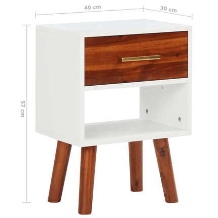Table De Chevet Bois D'acacia Massif 40X30X57 Cm