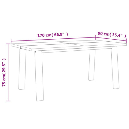 Table De Salle À Manger Bois D'acacia Massif 170X90 Cm