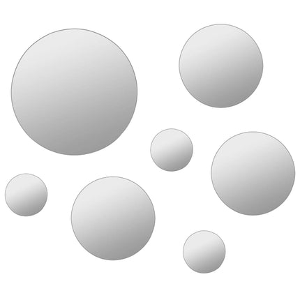 Ensemble De Miroir Mural 7 Pcs Verre Rond