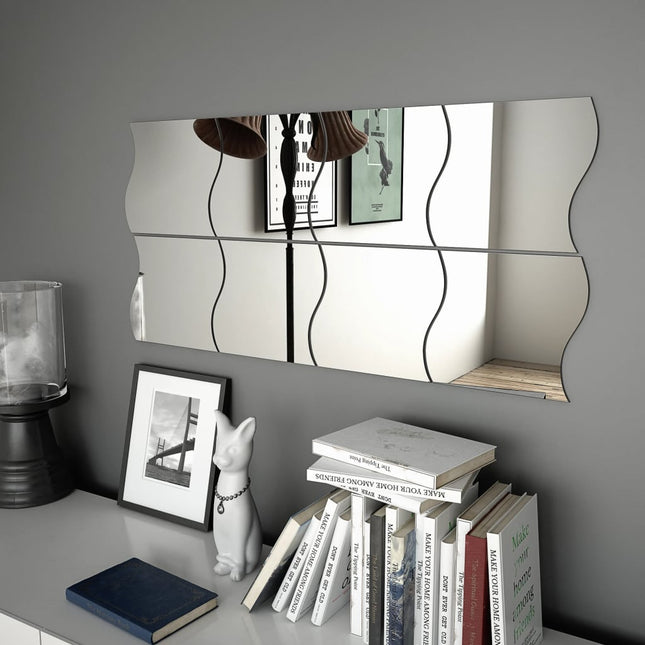Miroir Mural 8 Pcs 20 X 20 Cm Ondulé Verre