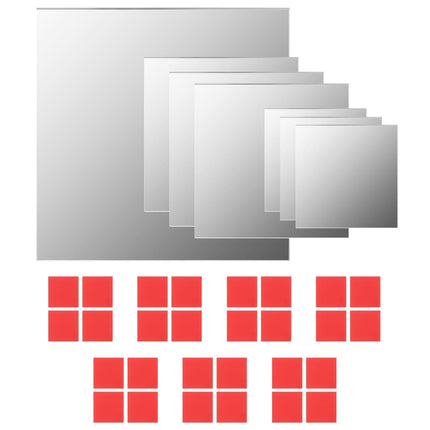 Ensemble De Miroirs Muraux Carrés 7 Pcs Verre