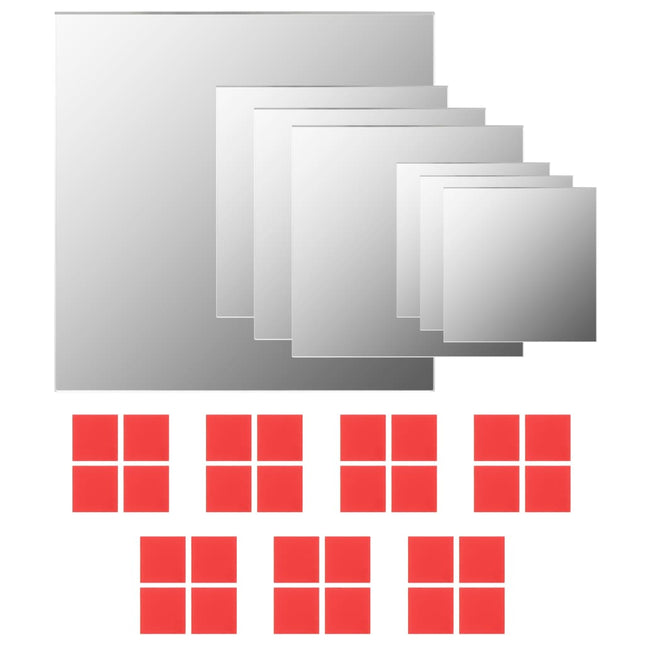 Ensemble De Miroirs Muraux Carrés 7 Pcs Verre