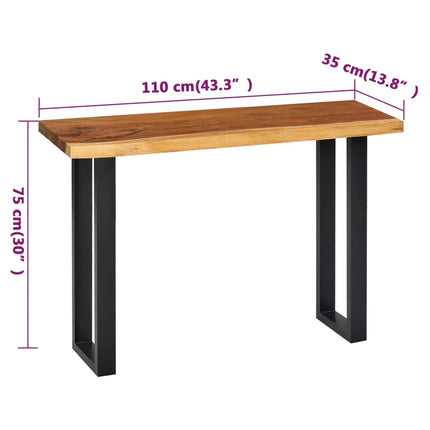 Table Console Bois D'arbre À Pluie Massif 110X35X75 Cm