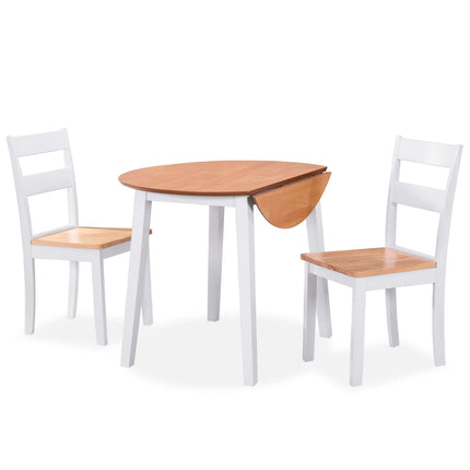 Ensemble De Salle À Manger 3 Pcs Mdf Et Hévéa Blanc
