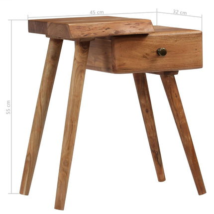 Table De Chevet Bois D'acacia Massif 45 X 32 X 55 Cm