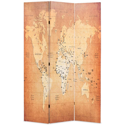 Cloison De Séparation Pliable Carte Du Monde Jaune