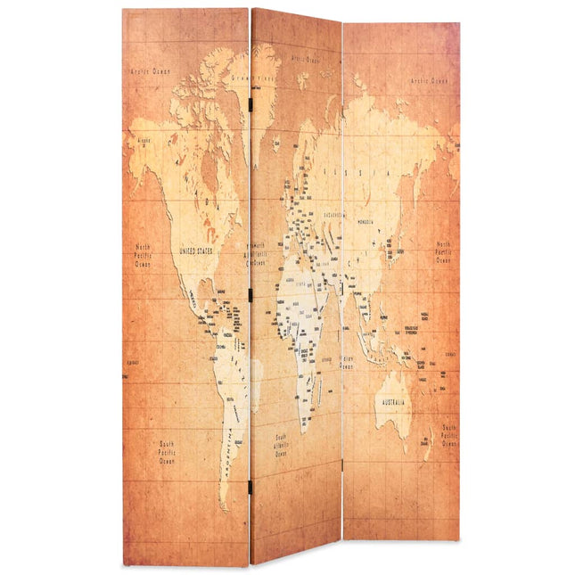 Cloison De Séparation Pliable Carte Du Monde Jaune