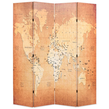 Cloison De Séparation Pliable Carte Du Monde Jaune