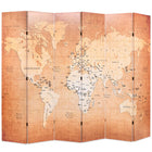 Cloison De Séparation Pliable Carte Du Monde Jaune