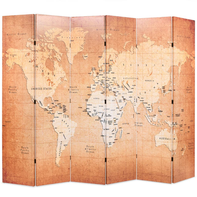 Cloison De Séparation Pliable Carte Du Monde Jaune