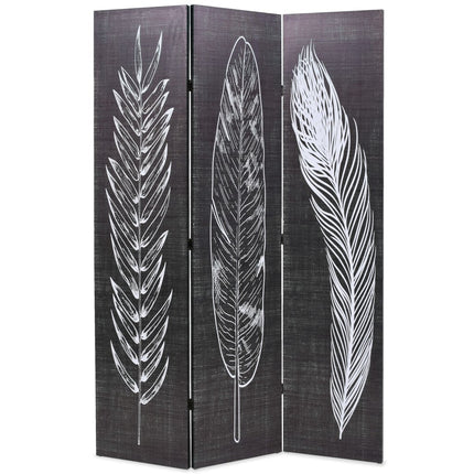 Cloison De Séparation Pliable Plumes Noir Et Blanc
